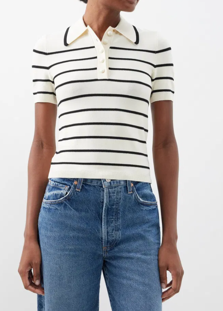 Zimmermann Matchmaker Knit Stripe Polo Pullover Top size US 8