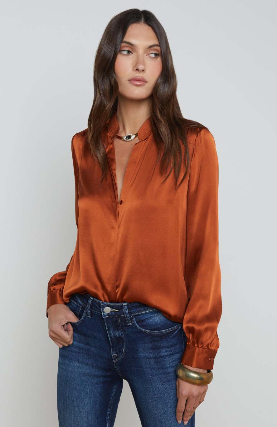 L'Agence Bianca Silk Satin Blouse size XS