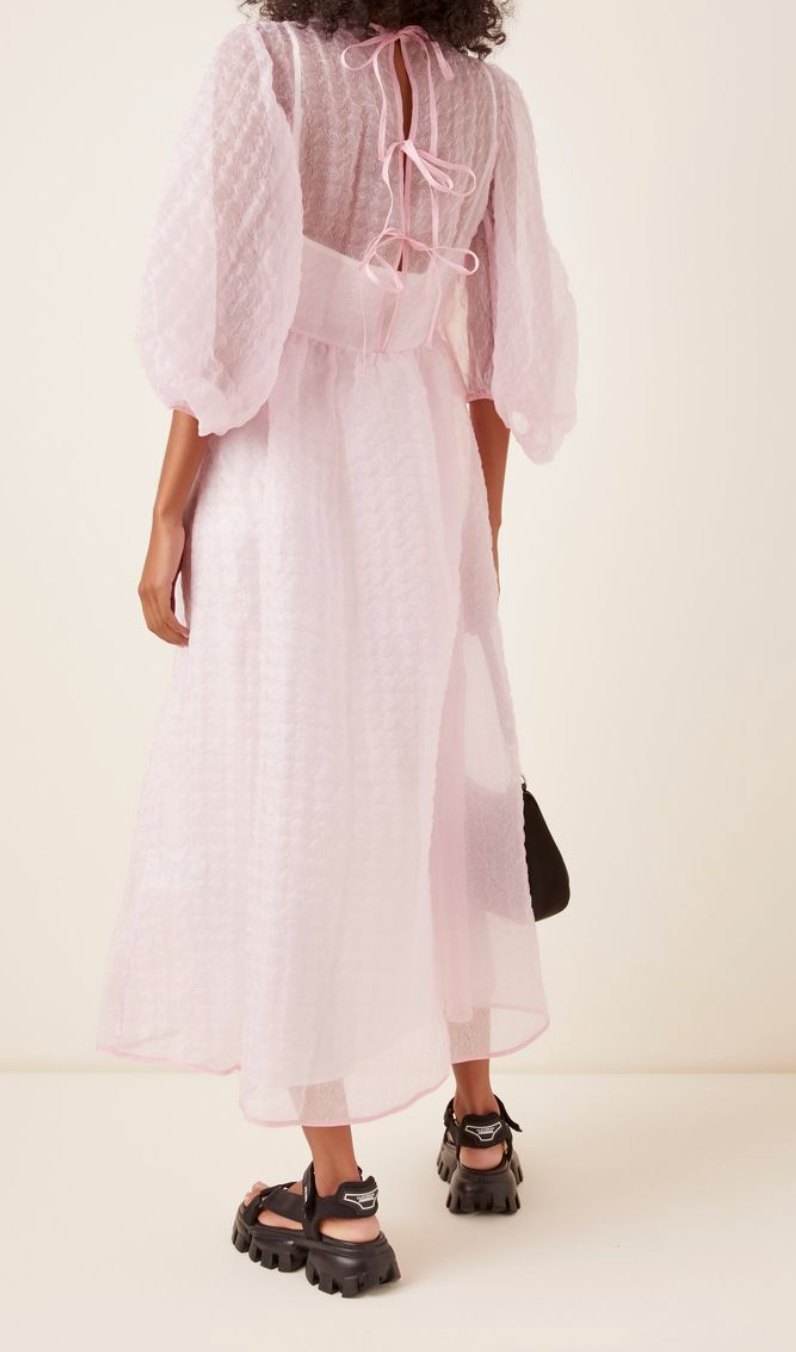 Cecilie Bahnsen Karmen Textured Silk-Blend Chiffon Midi Dress size US 4