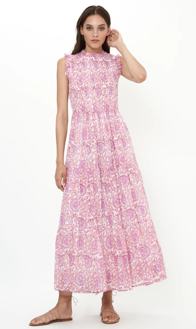 Oliphant Smocked Maxi Dress size L