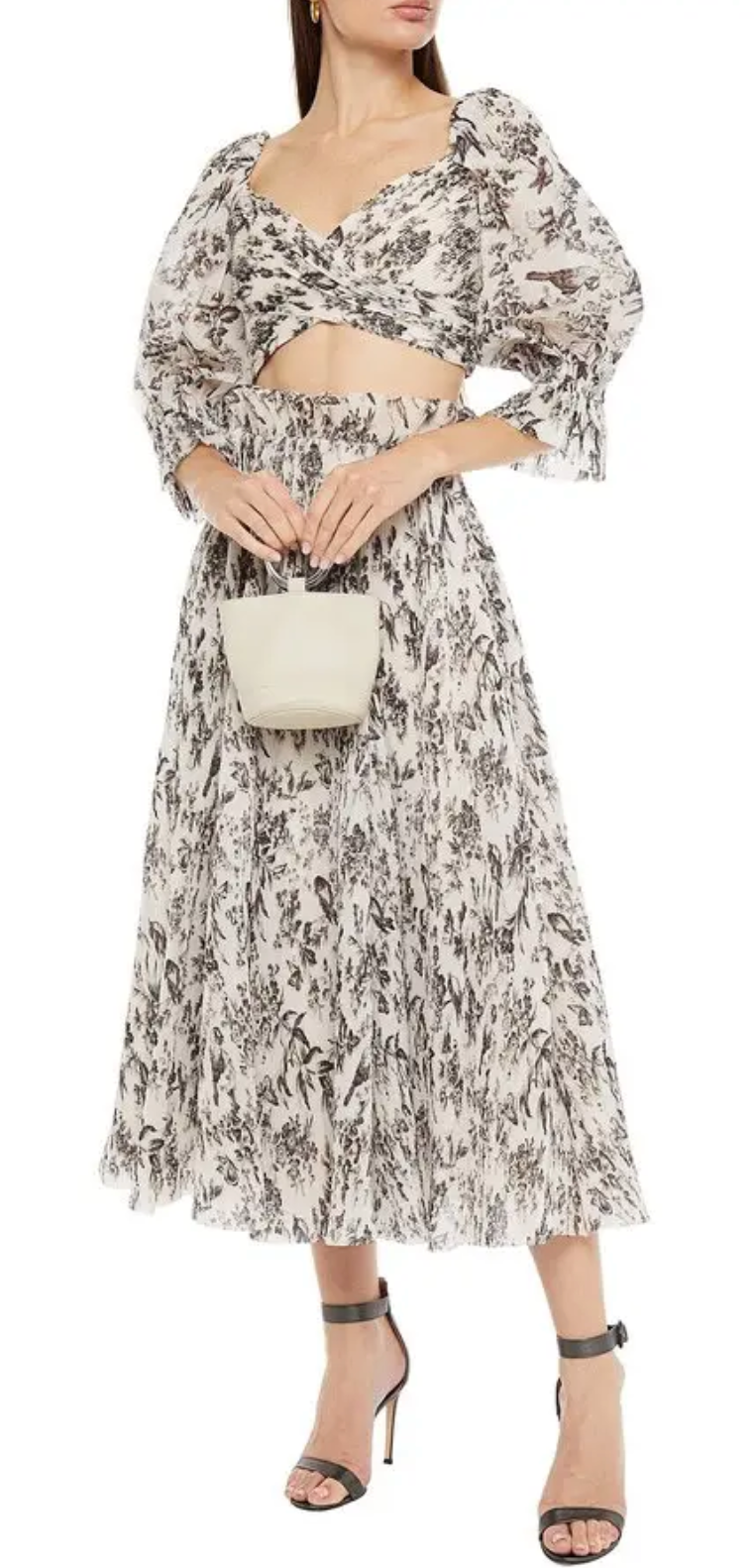 Zimmermann Bird Toile Pleated Cropped Top and Skirt Set size US 4