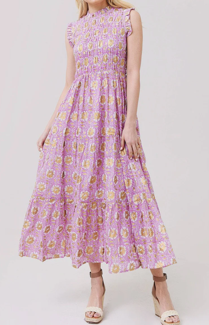 Oliphant Smocked Maxi Dress size L