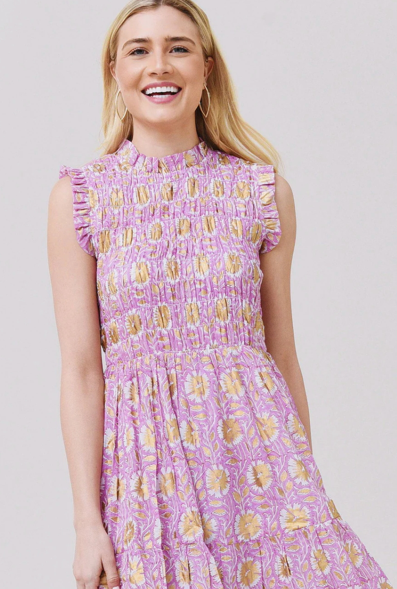 Oliphant Smocked Maxi Dress size L