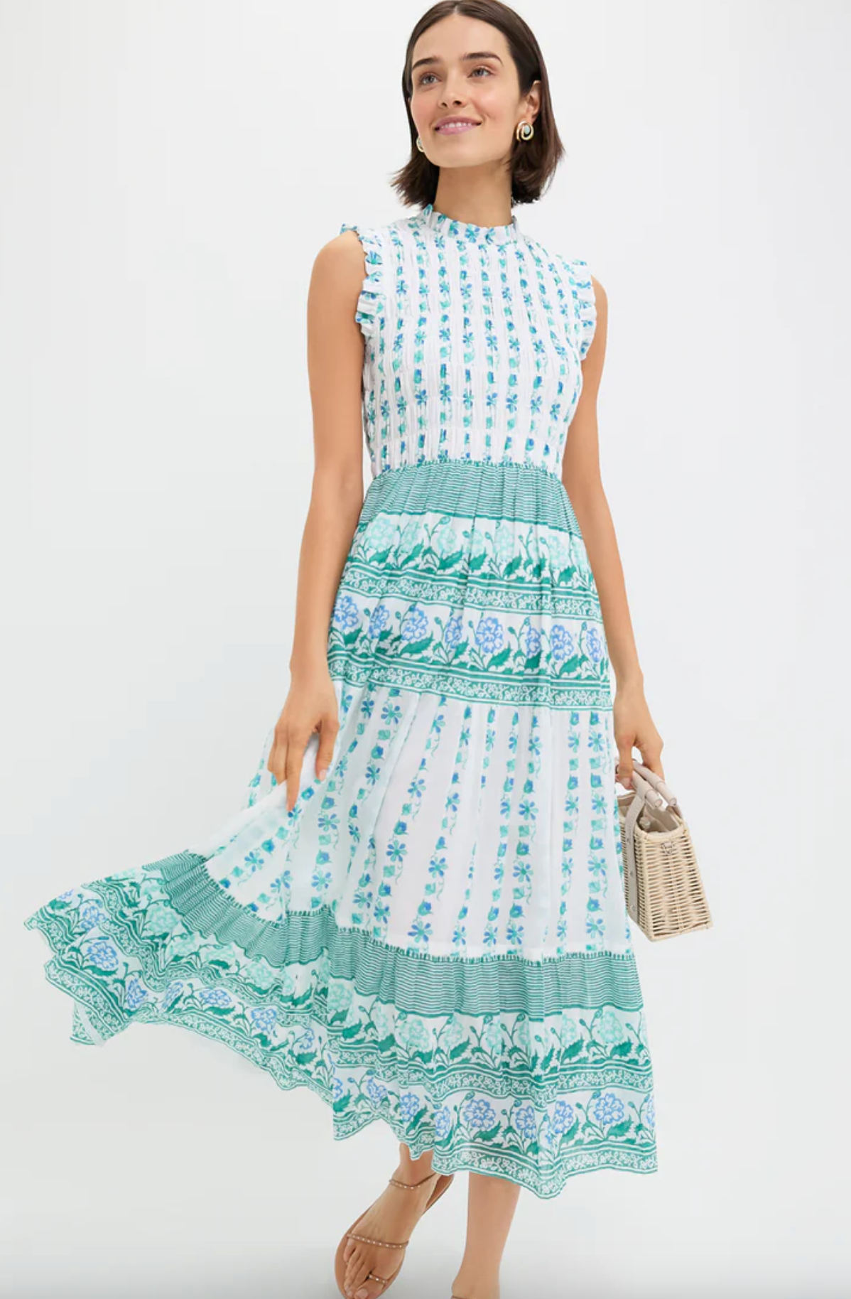 Oliphant Smocked Maxi Dress size L