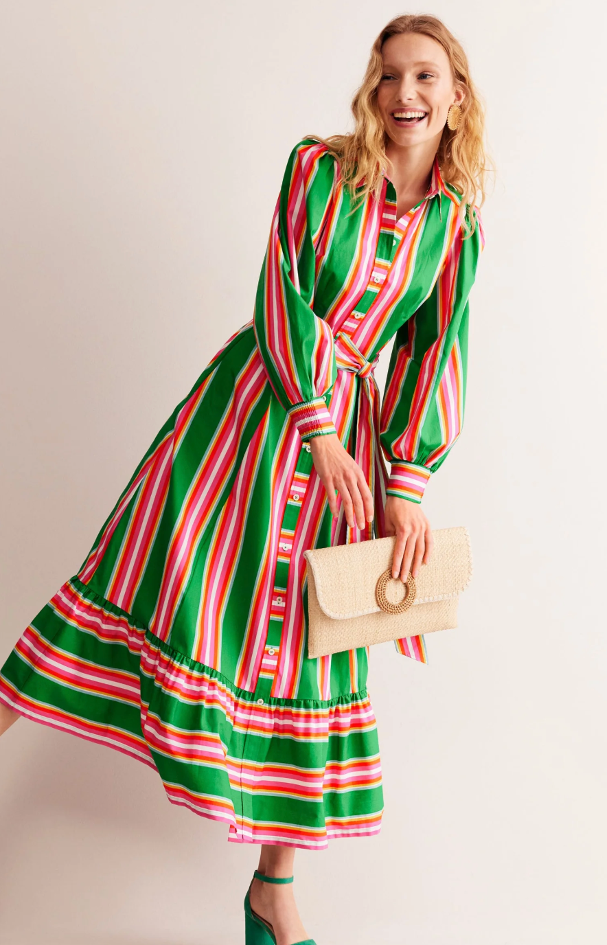 Boden Multicolor Stripe Shirt Dress size 4