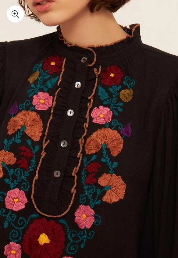 Antik Batik Mathilde Embroidered Blouse size 36/XS