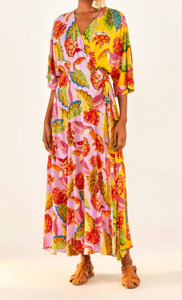 Farm Rio Beaks and Bananas Wrap Dress size M