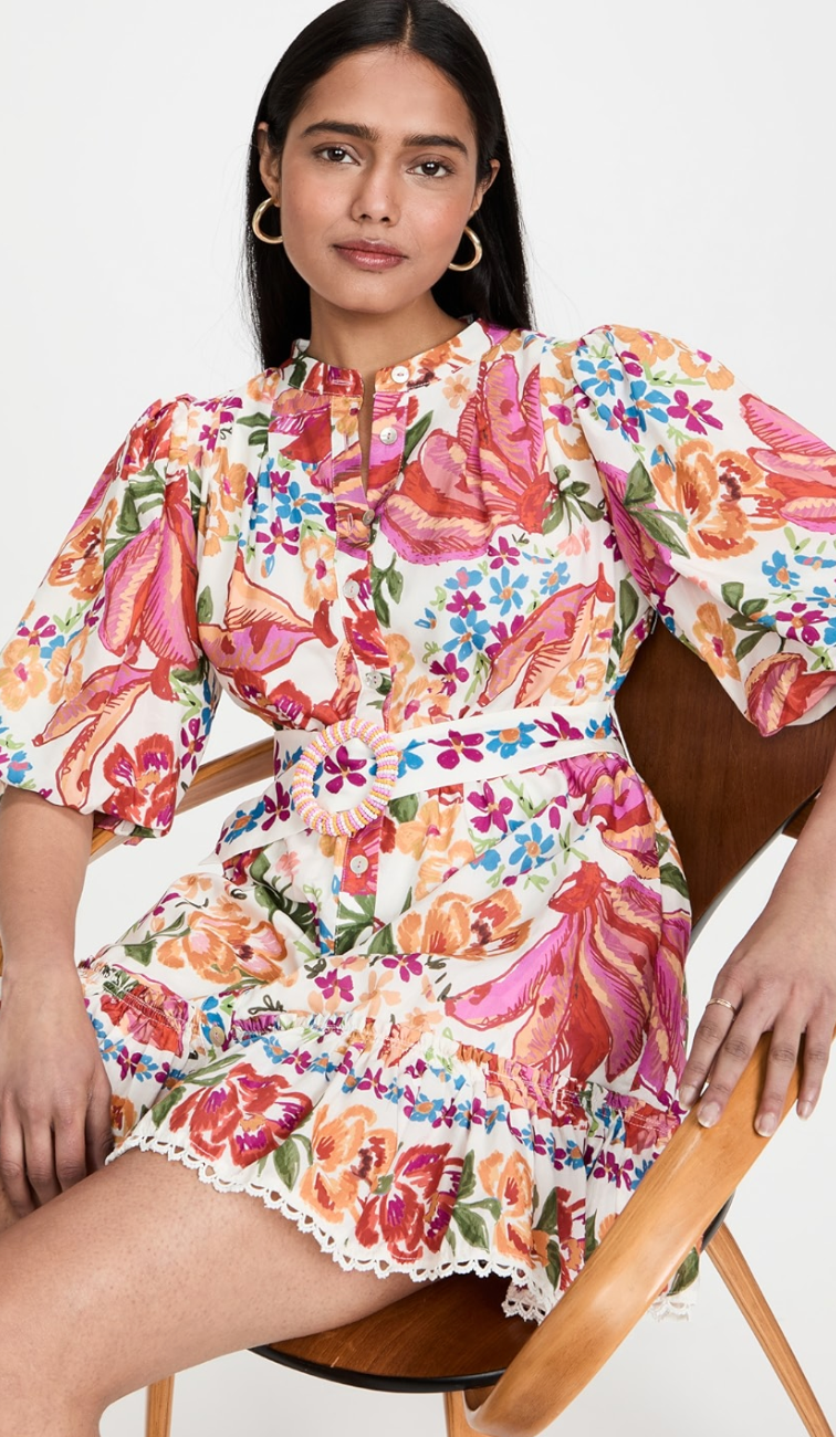 Farm Rio Spring Bananas Belt Mini Dress size M