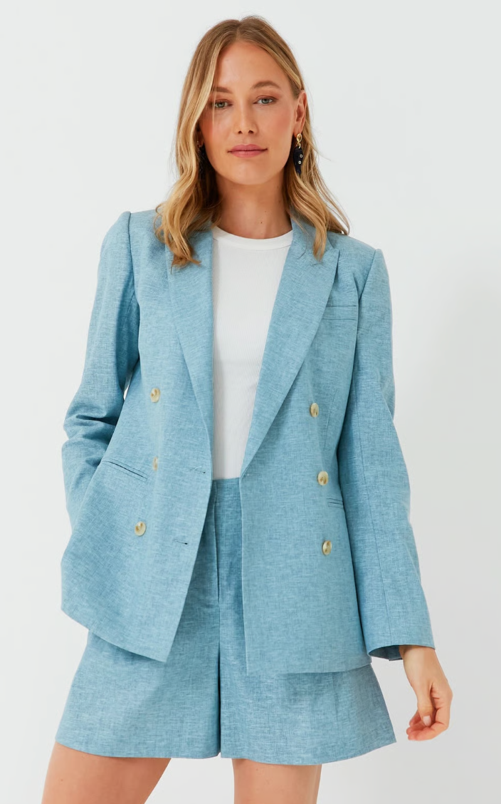 Tuckernuck Chambray Diana Blazer and Shorts Set size M