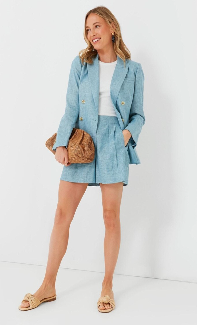 Tuckernuck Chambray Diana Blazer and Shorts Set size M