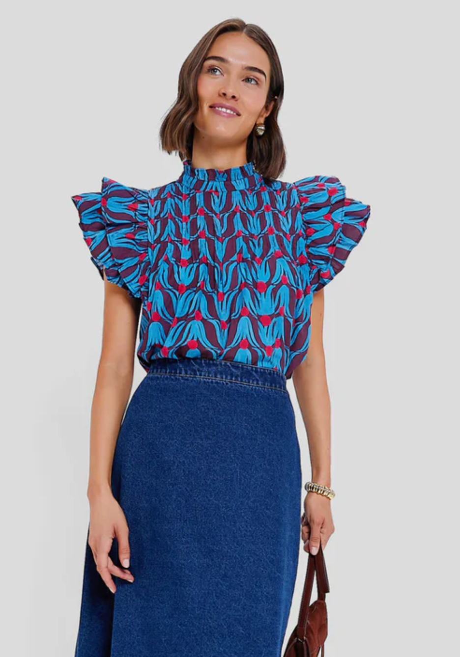 Oliphant Pintuck Ruffle Top size XL