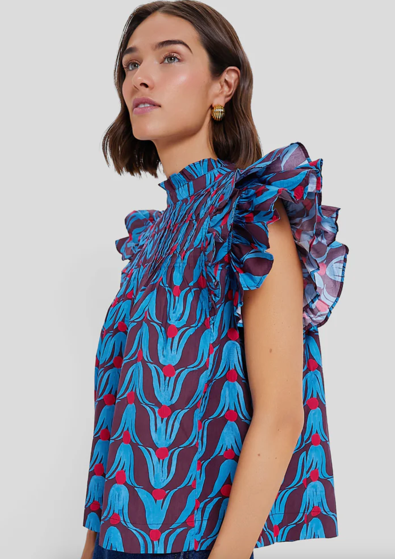 Oliphant Pintuck Ruffle Top size XL