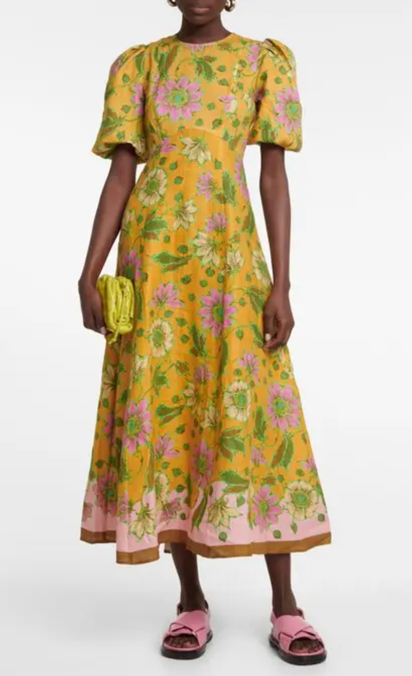 Alemais Winnie Floral Linen Midi Dress size US 4