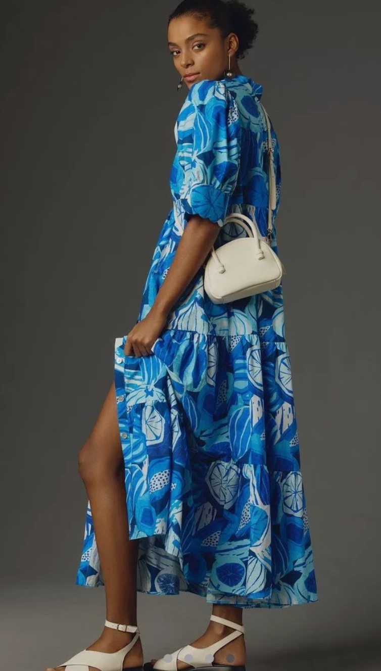 Farm Rio Blue Floral Shirt Dress size S