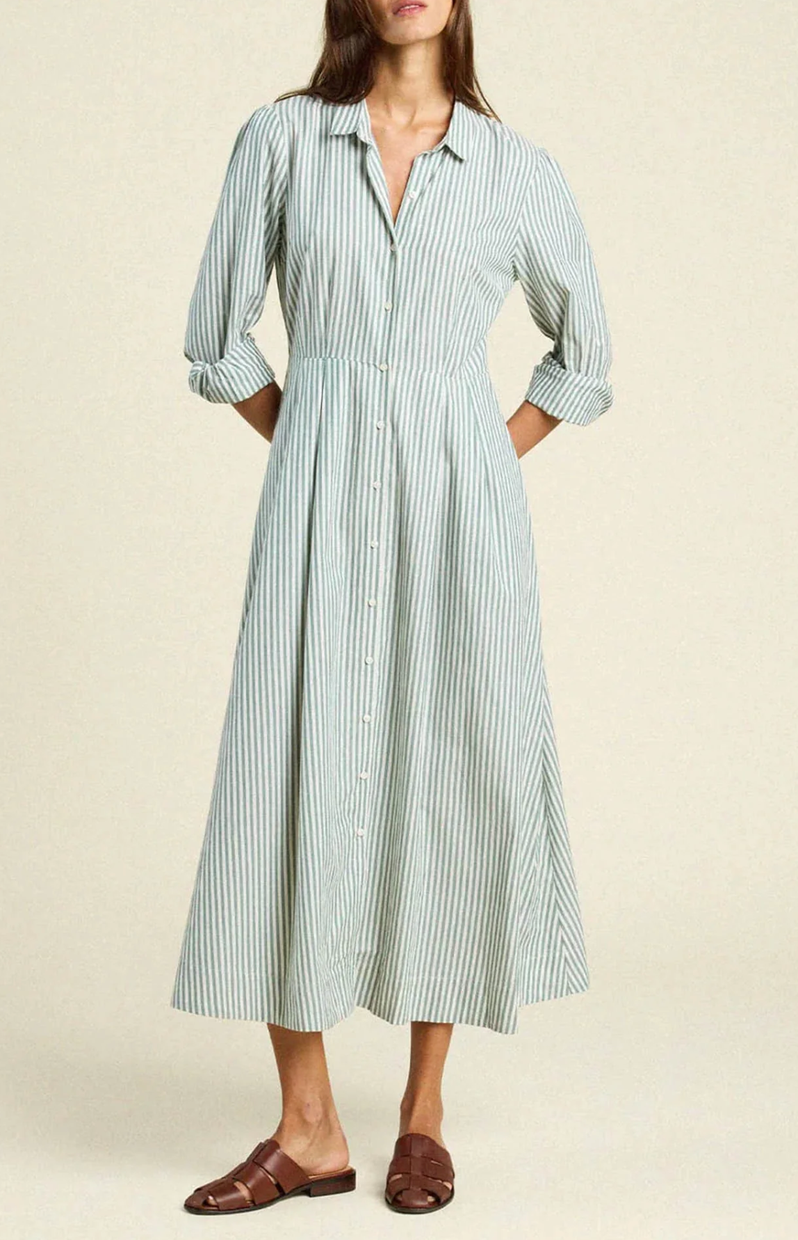 Trovata Birds of Paradis Emmelie Dress in Green Stripe size XS