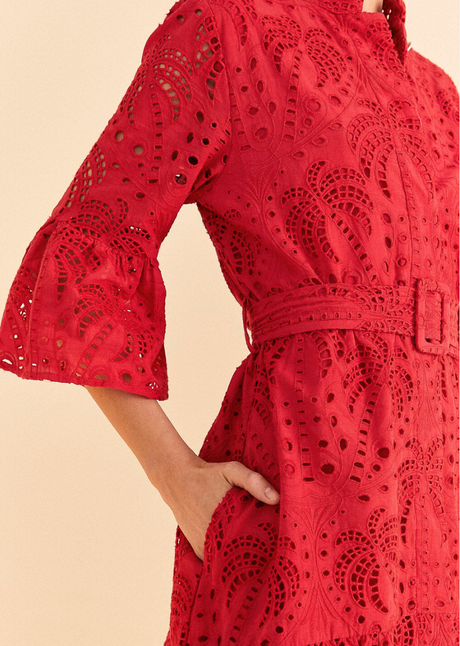 Farm Rio Red Palm Tree Mini Dress size S