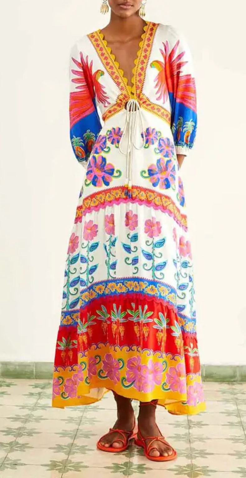 Farm Rio Off-white Vivid Garden Maxi Dress size S
