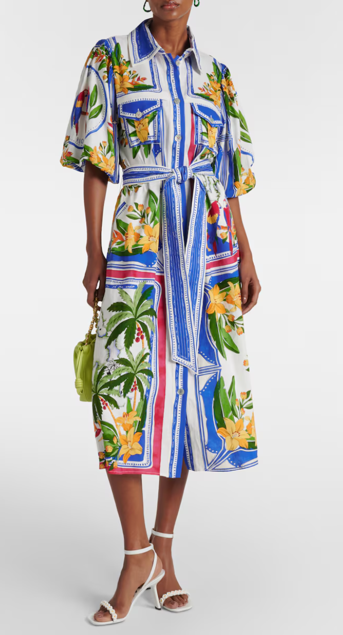 Farm Rio Tropical Destination Cotton-blend Shirt Dress size S