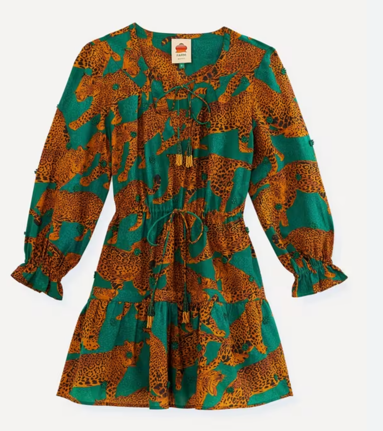 Farm Rio Green Artsy Leopards Mini Dress size L