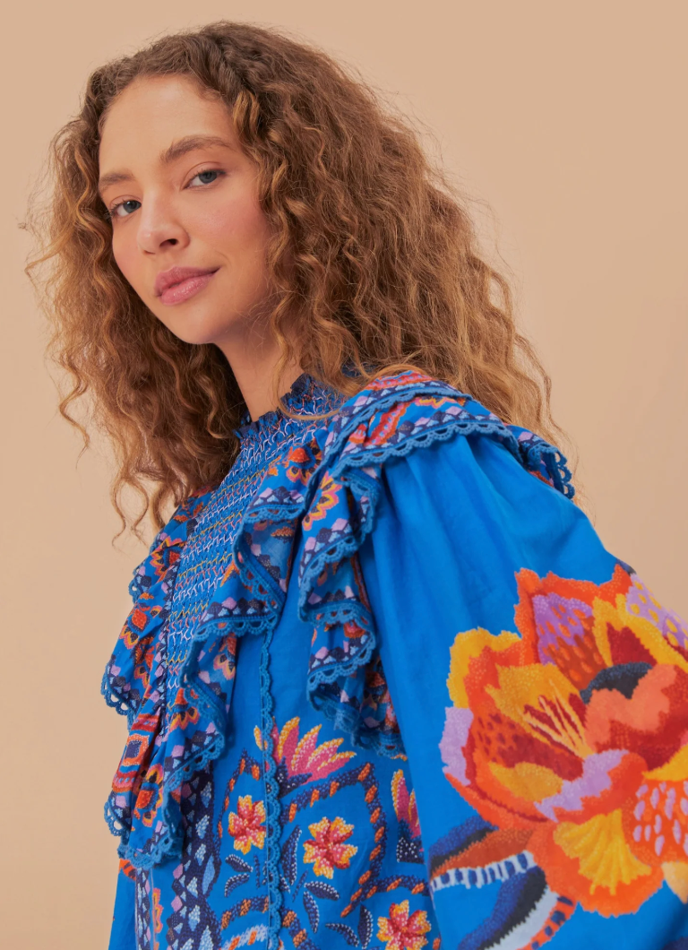 Farm Rio Lucy Floral Tapestry Blouse size L