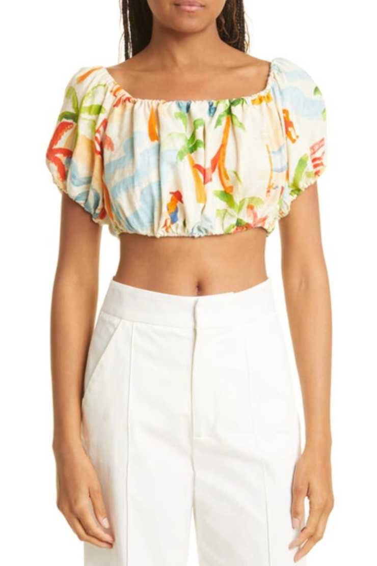 Farm Rio Copacabana Off-shoulder Crop Top and Shorts Set size S
