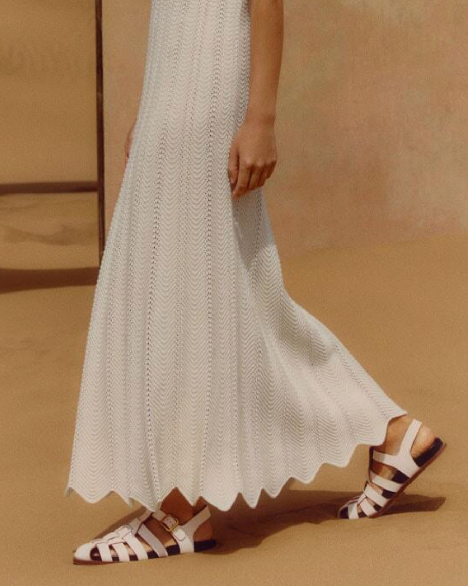 ME+EM Textured Cotton Knit Scallop Maxi Dress size S