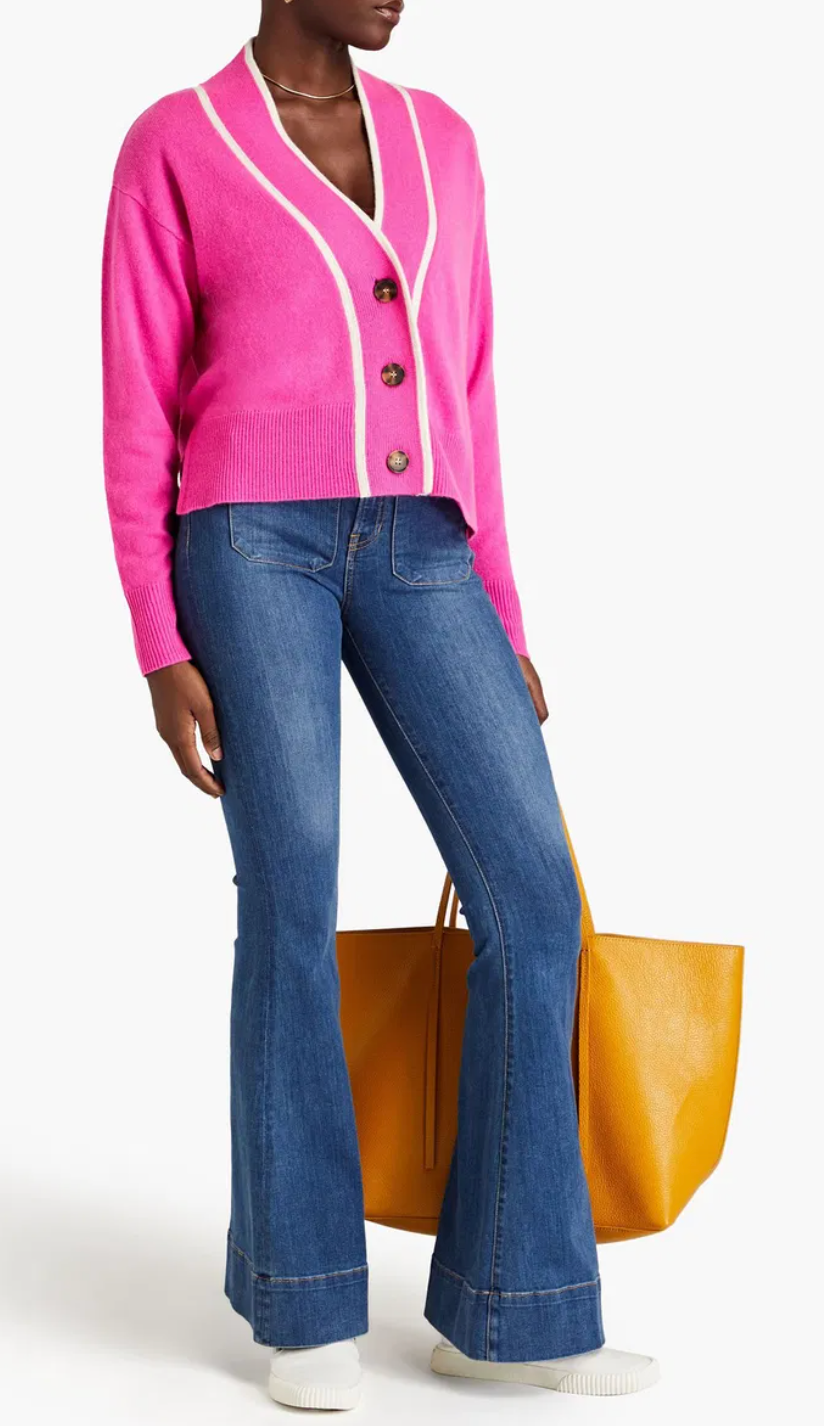 Veronica Beard Two-Tone Cashmere Cardigan size S