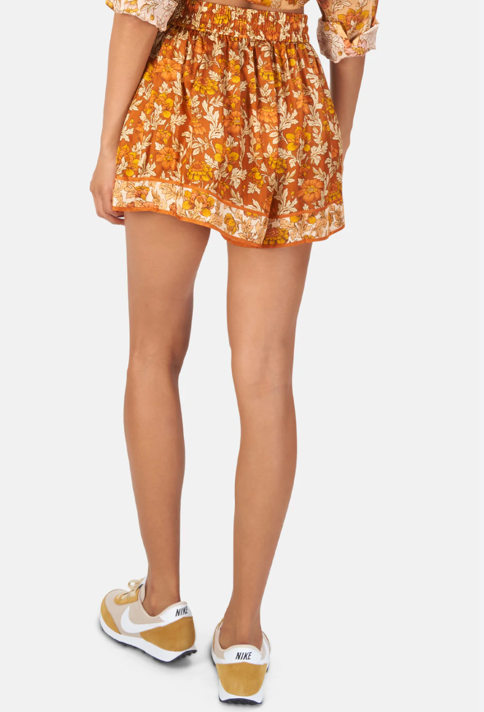 Zimmermann Andie Silk Terracotta Floral Shorts size US 6