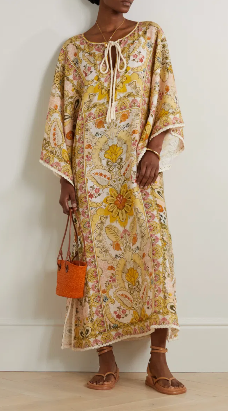 Zimmermann Laurel Floral Linen Kaftan size US 8