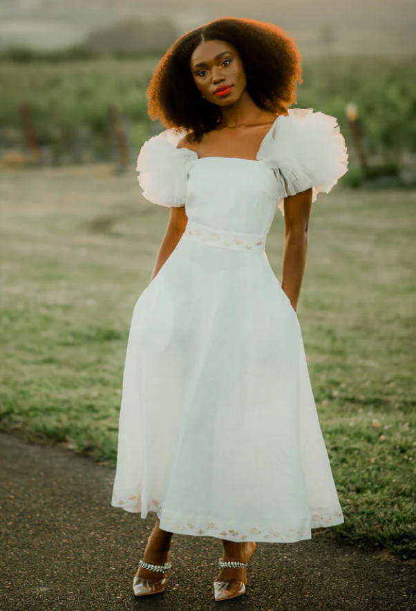 Fanm Mon Giamba Tulle Sleeve Midi Dress size XS