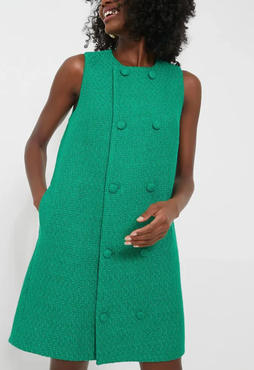 Pomander Place Emerald Green Tweed Bianca Dress size S