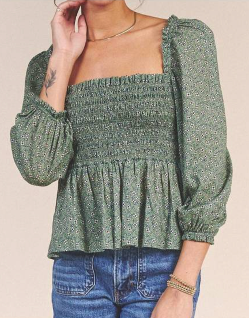 Trovata Birds of Paradis Alize Blouse in Basil size S
