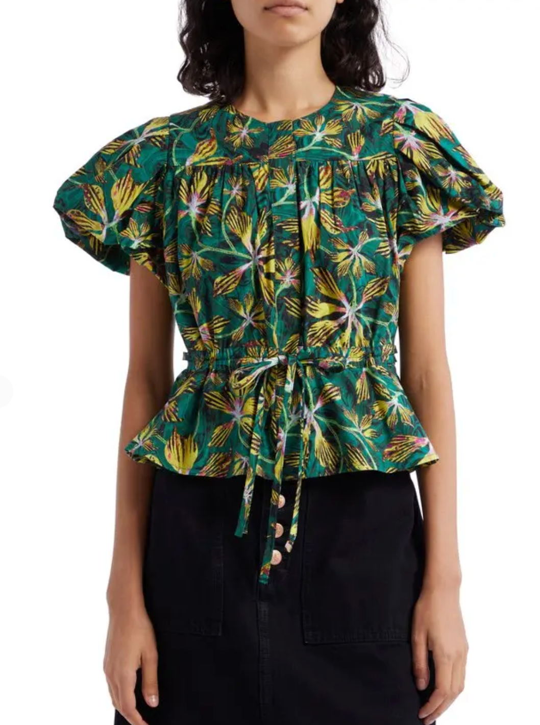 Ulla Johnson Mila Floral Print Puff Sleeve Top size 14