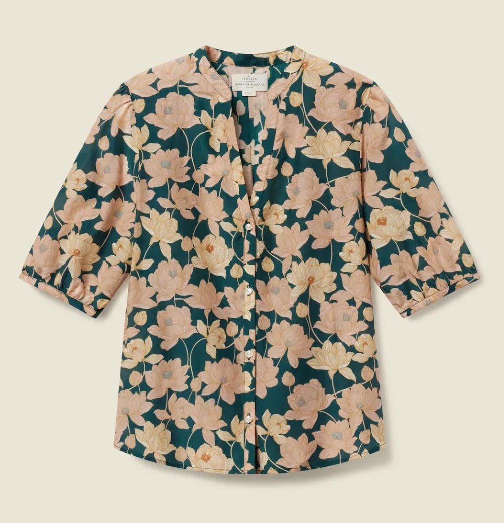 Trovata Birds of Paradis Dakota Blouse Jasper Twilight size M