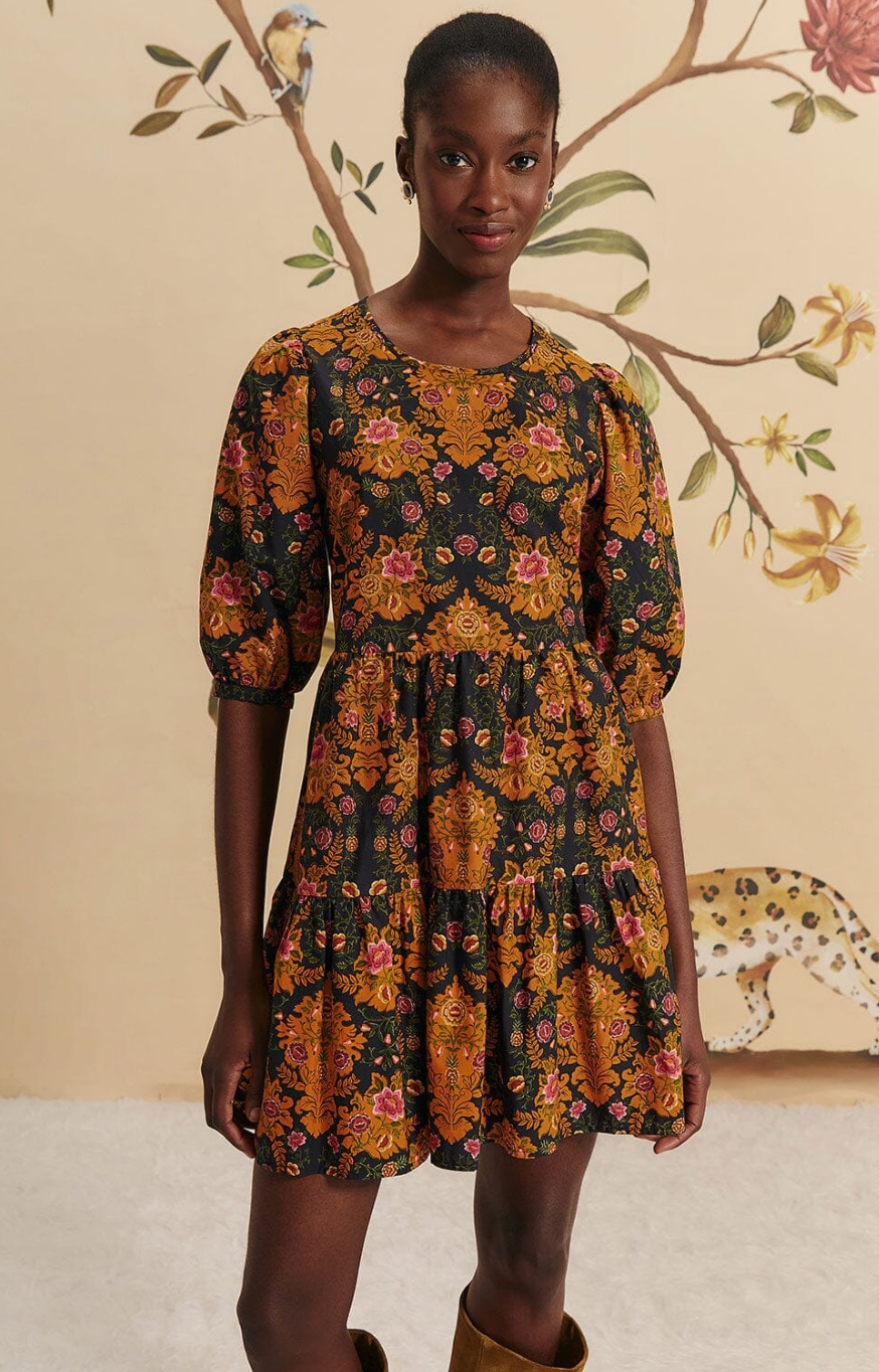 Farm Rio Arabesque Floral Puff Sleeve Mini Dress size M