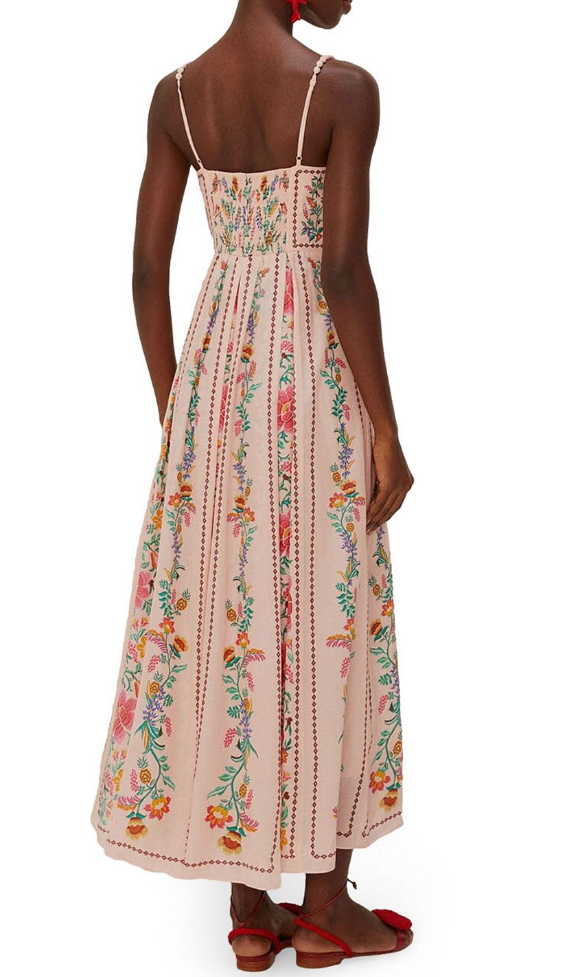 Farm Rio Delicate Forest Pink Maxi Dress size L