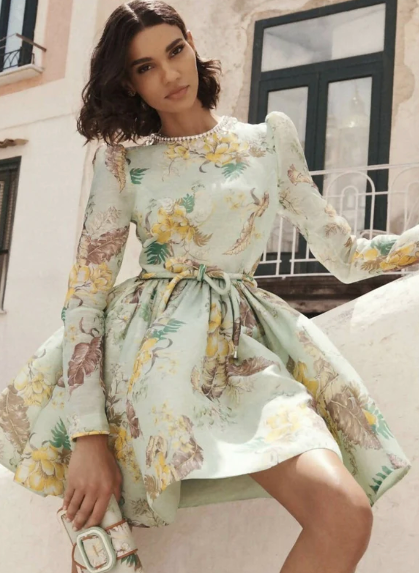 Zimmermann Matchmaker Mint Tropical Floral Dress size US 6