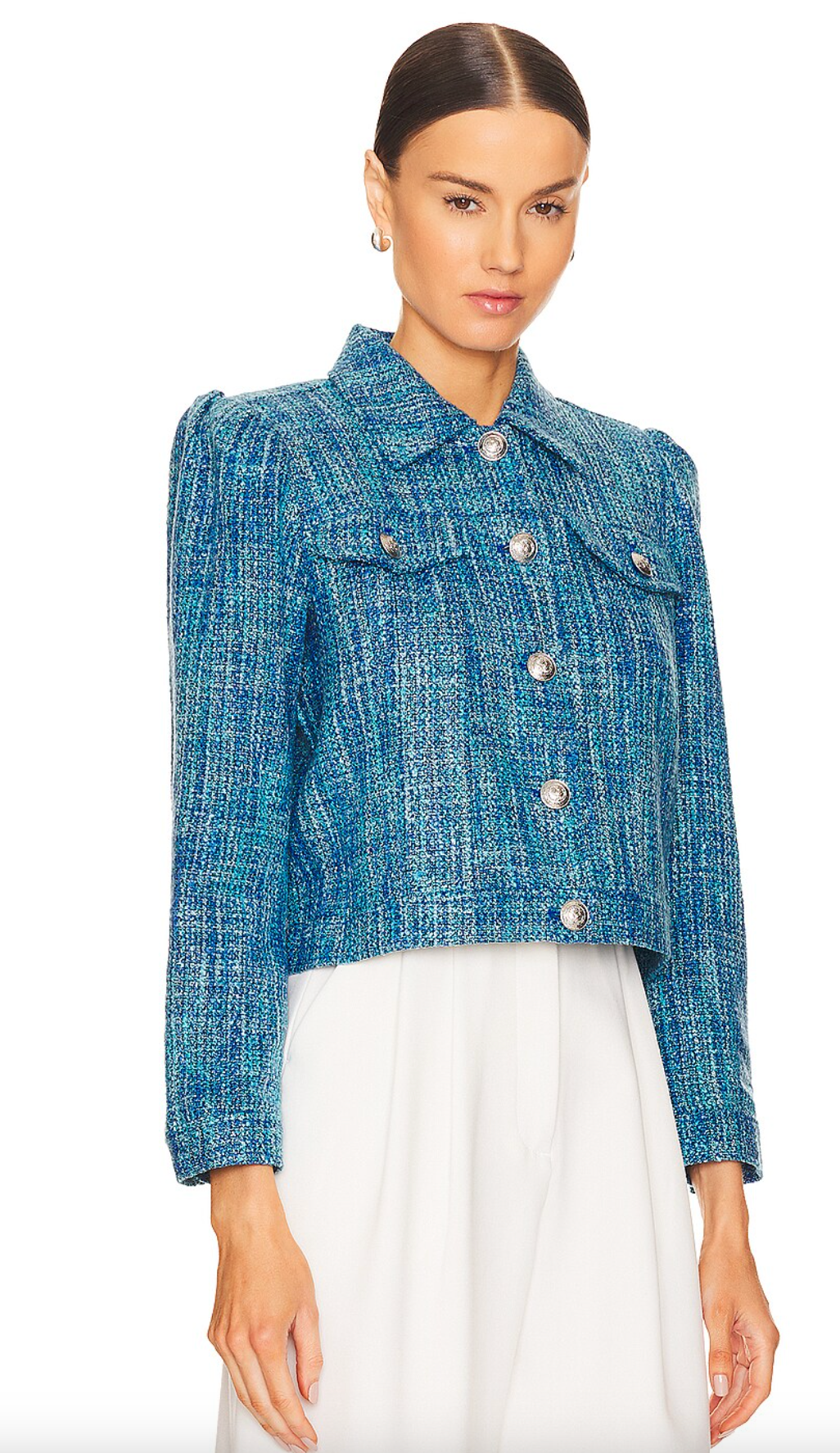 L'Agence Kasey Bracelet Sleeve Tweed Jacket size S