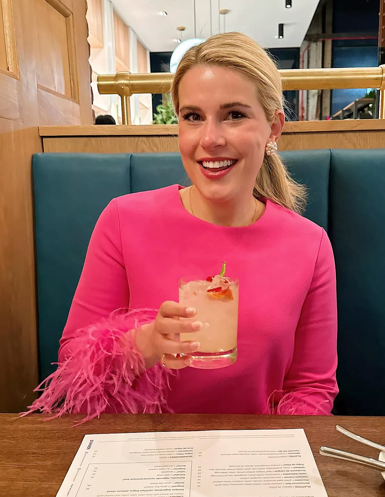 Tuckernuck Hot Pink Feather Mod Mary Dress size M