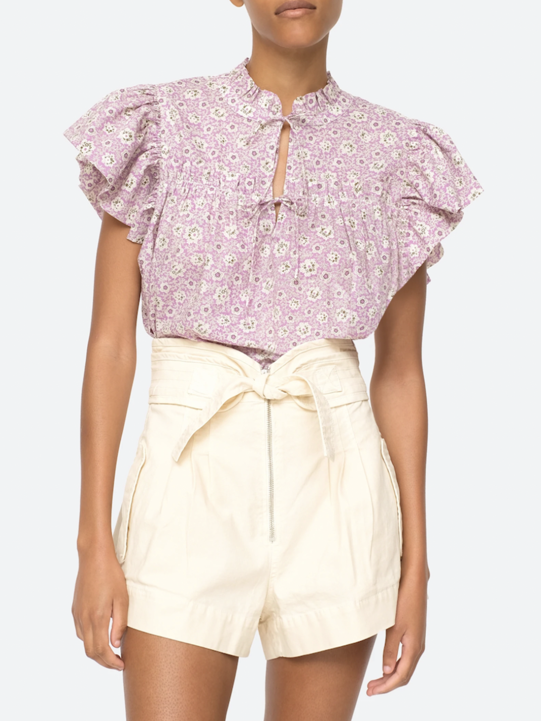 Sea New York Purple Ida Ruffled Sleeve Blouse size M