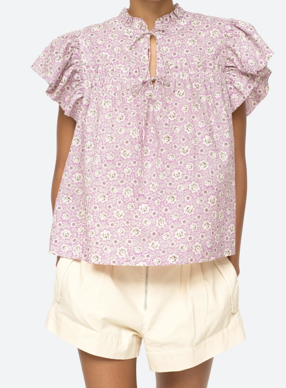 Sea New York Purple Ida Ruffled Sleeve Blouse size M