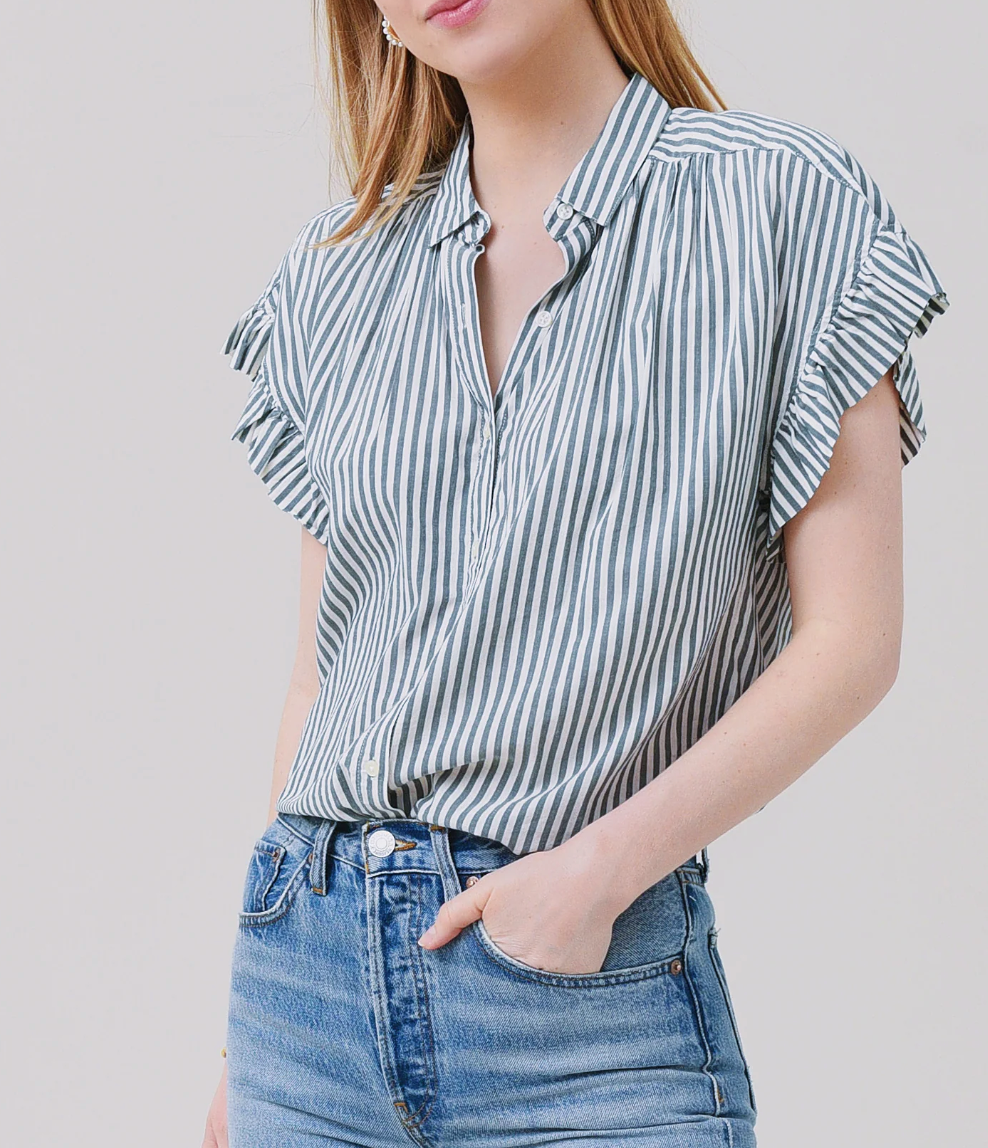 Trovata Birds of Paradis Marianne B Ruffle Sleeve Shirt size S