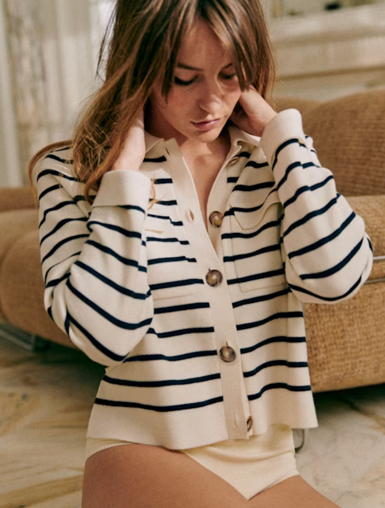 Sezane Betty Cardigan Striped size S