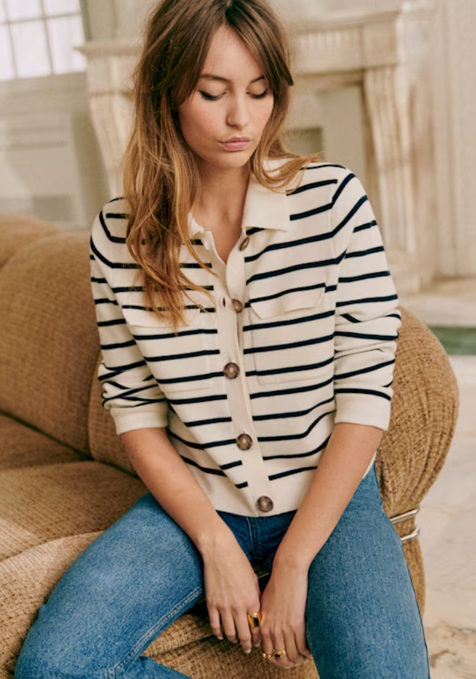Sezane Betty Cardigan Striped size S