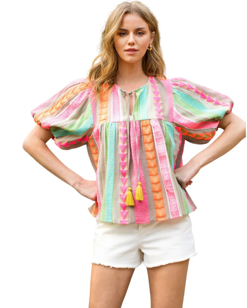 THML Pattern Tassel Tie Top size S