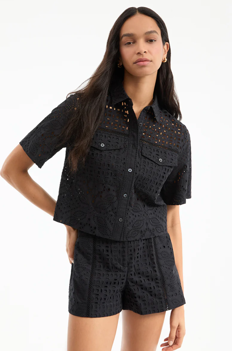 Veronica Beard Spruce Top and Fabian Eyelet Shorts size 4
