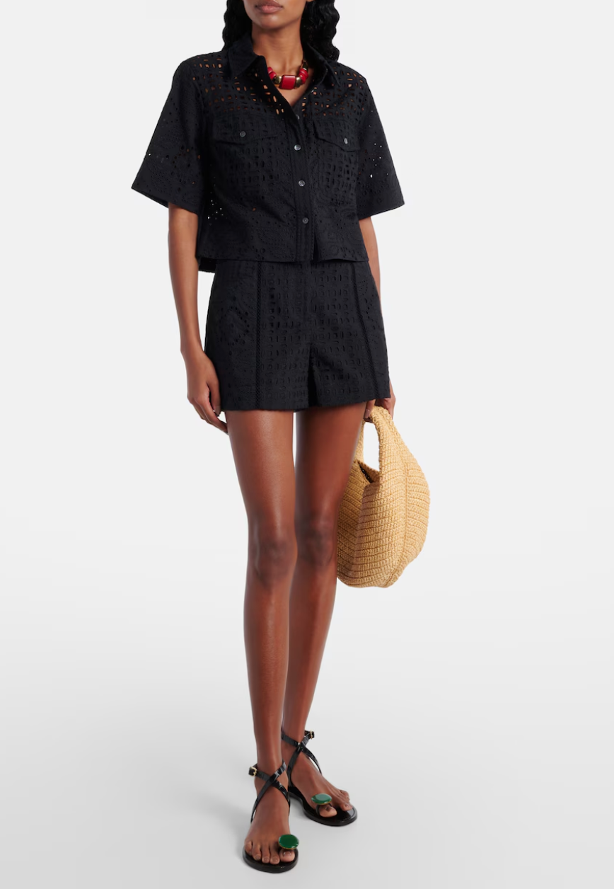 Veronica Beard Spruce Top and Fabian Eyelet Shorts size 4