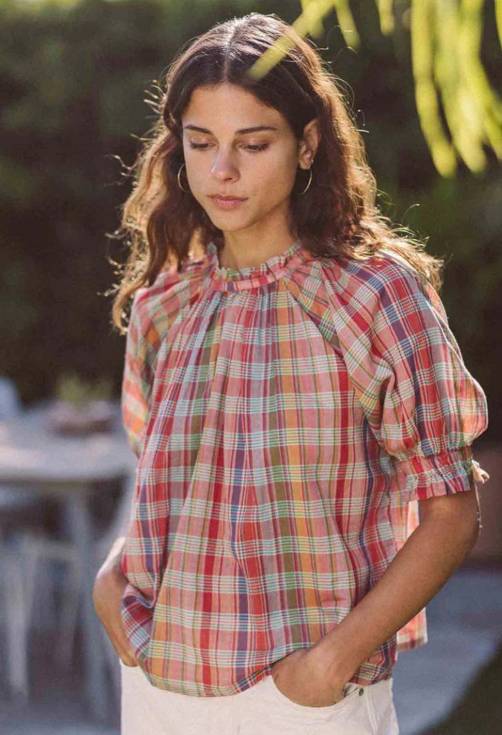 Trovata Birds of Paradis Sheila Blouse Plaid size XS