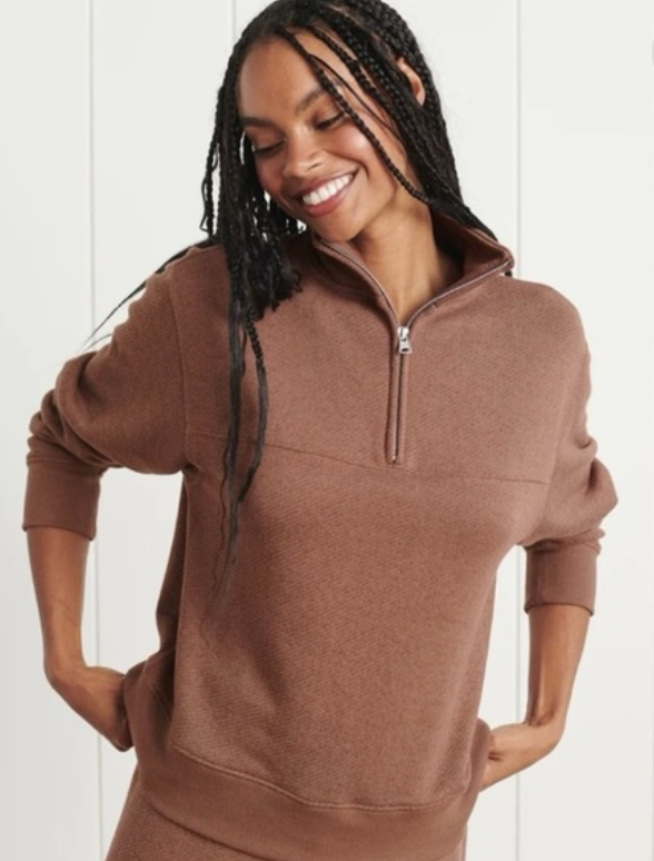Jenni Kayne Brown Quarter Zip Sweatshirt size XL