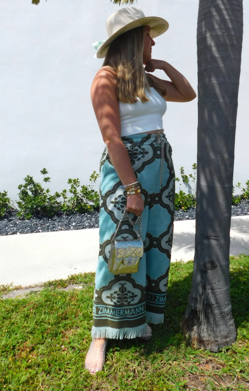 Zimmermann Lyre Terry Towel Wide-Leg Pants size US 4